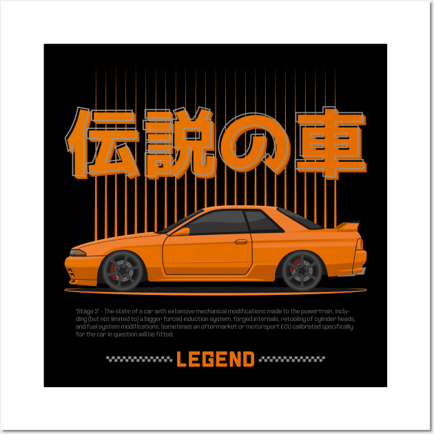 JDM Legend Orange Skyline GTR R32 Wall Art by GoldenTuners